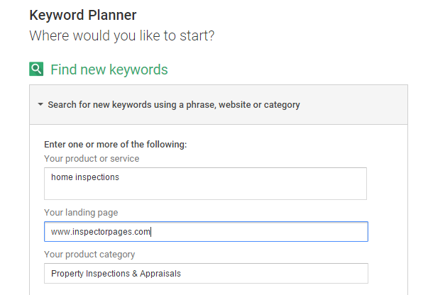 keyword research with keyword planner