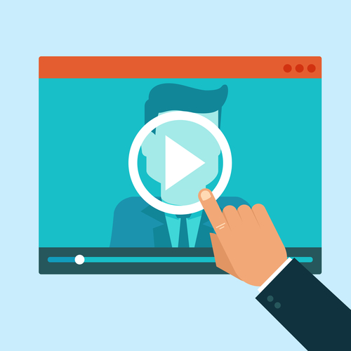 Vector webinar concept in flat style - video player - online education