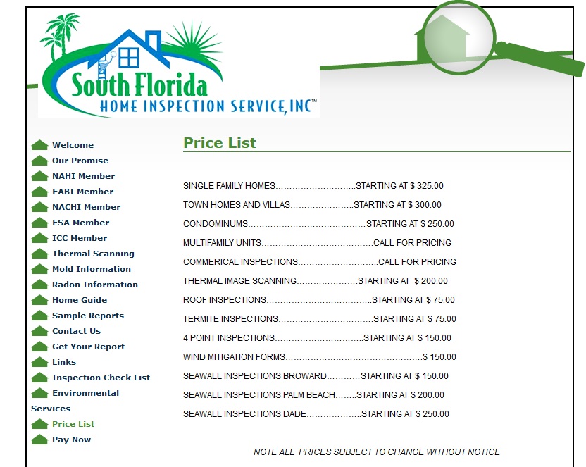 Home inspection pricing
